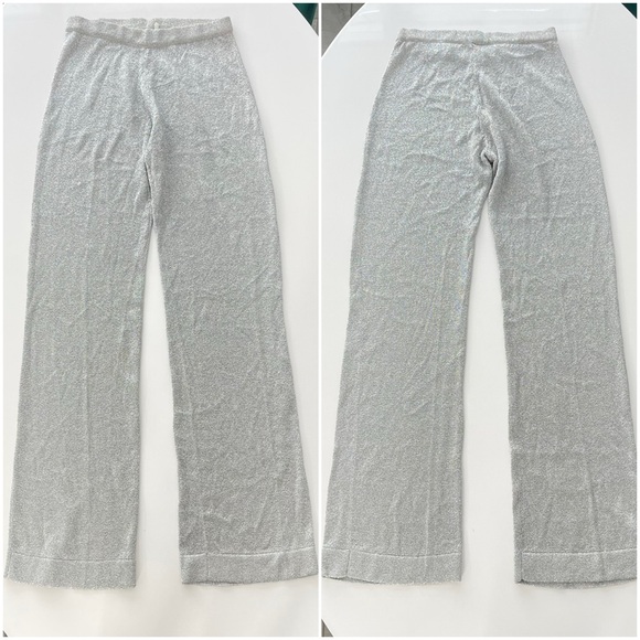 Vintage Metallic Silver Gray Two Piece Knit Set Cardigan and Pants Size S EU38 - Picture 8 of 14